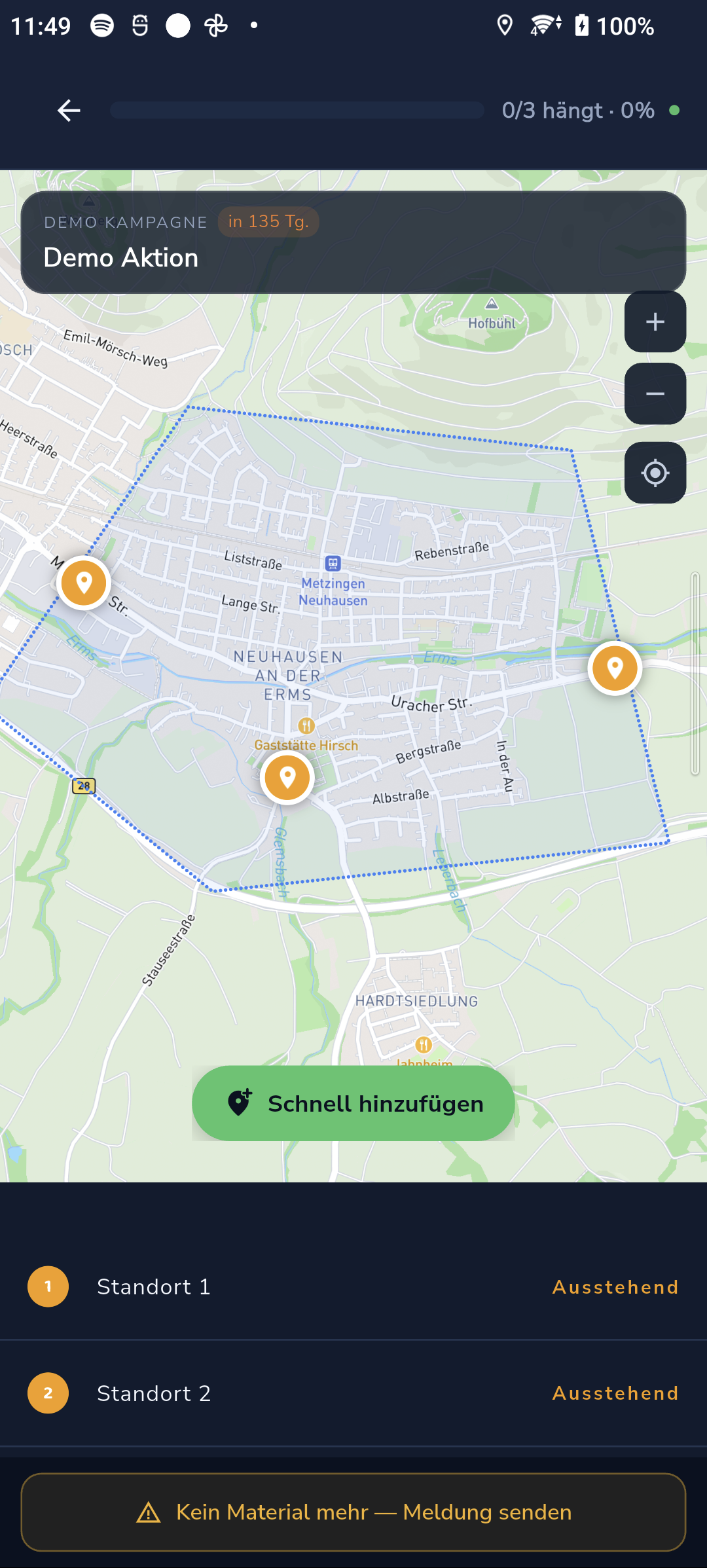 Plakatstandorte auf der Karte in der AreaGo App